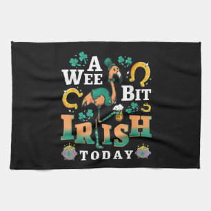 A Wee Bit Irish Today St. Patrick’S Day Flamingo Kitchen Towel
