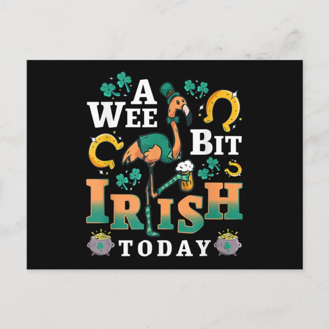 A Wee Bit Irish Today | St. Patrick’S Day Flamingo Postcard (Front)