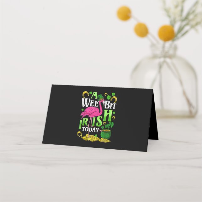 A Wee Bit Irish Today St. Patricks Day Flamingo Place Card (Front)