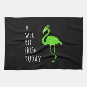 A Wee Bit Irish Today St. Patty’s Day Flamingo Kitchen Towel