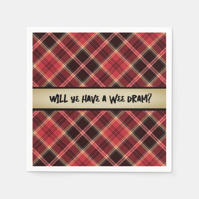 A Wee Dram of Scotch Paper Coaster Napkin (Front)