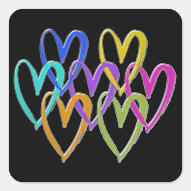 a week of hearts square sticker (Front)
