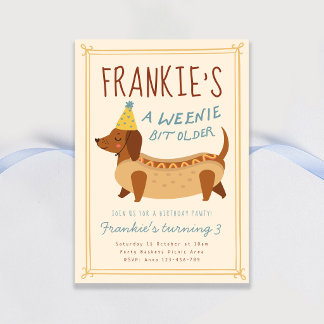 A Weenie Bit Older Hot Dog Boy's Birthday Invitation