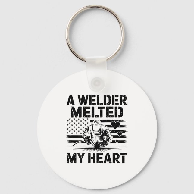 A Welder Melted My Heart Valentine Day On Ck Wel  Keychain (Front)