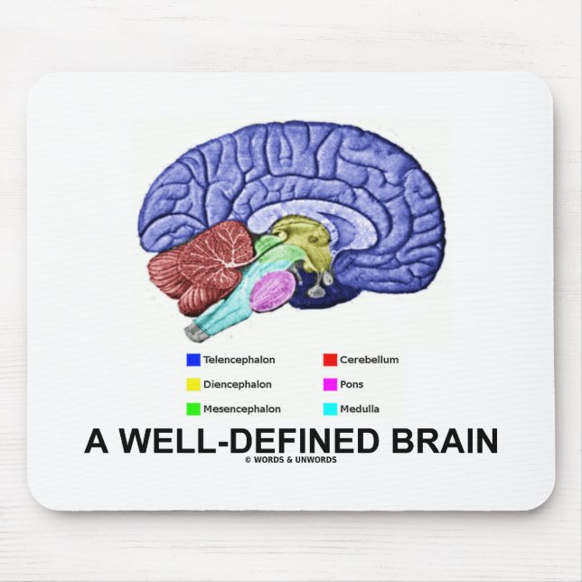 A Well-Defined Brain (Anatomical Brain Humour) Mouse Pad (Front)