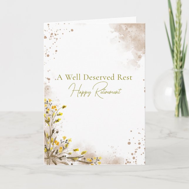 A Well Deserved Rest Elegant Retirement gift Card (Front)