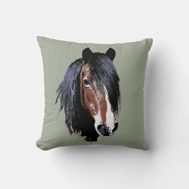 A welsh bay mare throw pillow (Front)