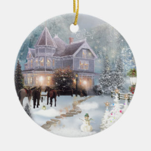 A Western Christmas Ceramic Ornament