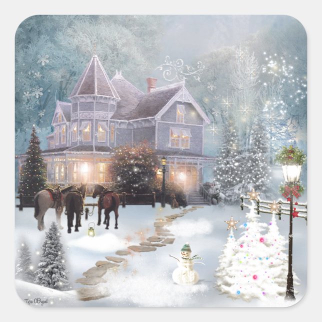 A Western Christmas Square Sticker (Front)