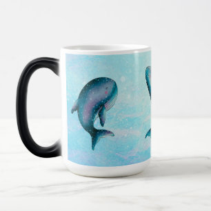 A Whale of a Tail - Blue Watercolor Whales Magic Mug