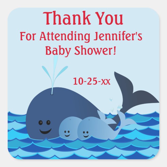 A Whale Of A Twins Baby Shower Sticker (Front)