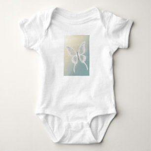 A whale swimming through space, baby bodysuit