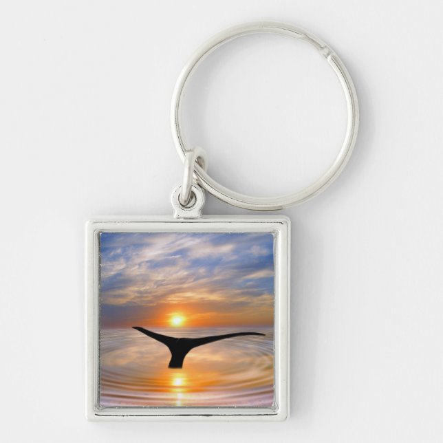 A whales tail at sunset keychain (Front)