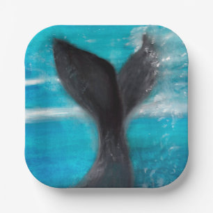 A Whale's Tail Watercolor Paper Plate