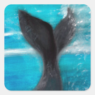 A Whale's Tail Watercolor Square Sticker