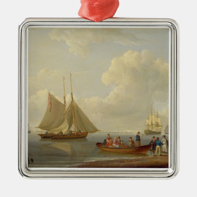 A Wherry Taking Passengers out to Two Anchored Pac Metal Ornament (Front)