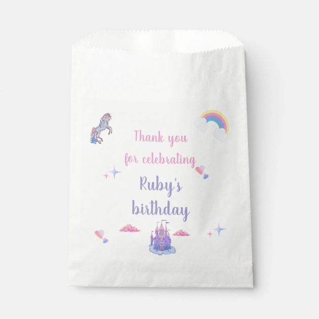 A Whimsical,fairytale castle and unicorn favour ba Favour Bag (Front)
