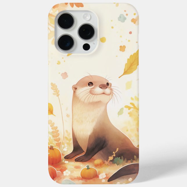 A Whimsical Fall with Otter and Pumpkins Case-Mate iPhone Case (Back)