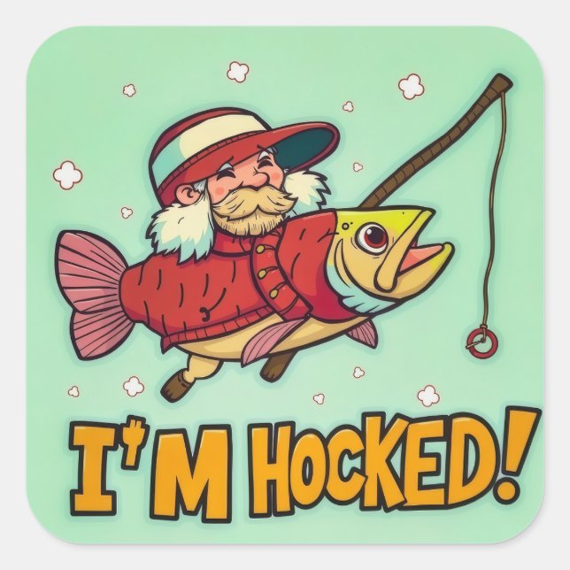 A Whimsical Fishing Adventure Square Sticker (Front)
