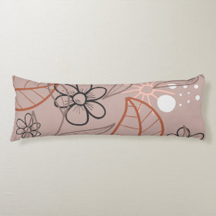 A Whimsical Flower and Leaves Print Body Pillow