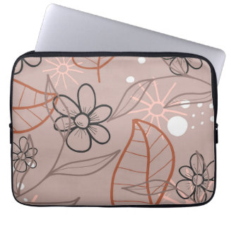 A Whimsical Flower and Leaves Print Laptop Sleeve