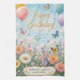 A Whimsical Garden Celebration Kitchen Towel