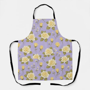 A Whimsical Pattern Of Tiny Yellow And White Roses Apron