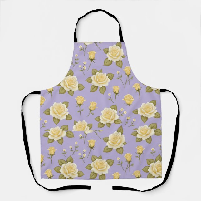 A Whimsical Pattern Of Tiny Yellow And White Roses Apron (Front)