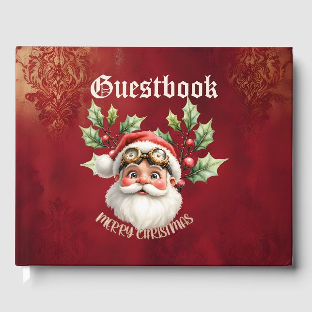 A whimsical steampunk Santa Claus  Guest Book (Front)