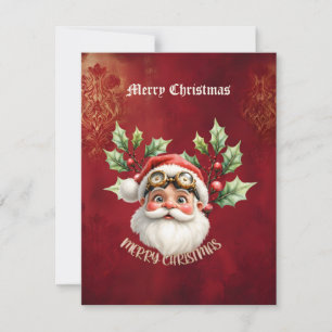 A whimsical steampunk Santa Claus  Holiday Card
