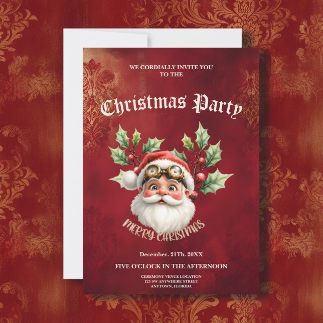 A whimsical steampunk Santa Claus  Invitation (Creator Uploaded)