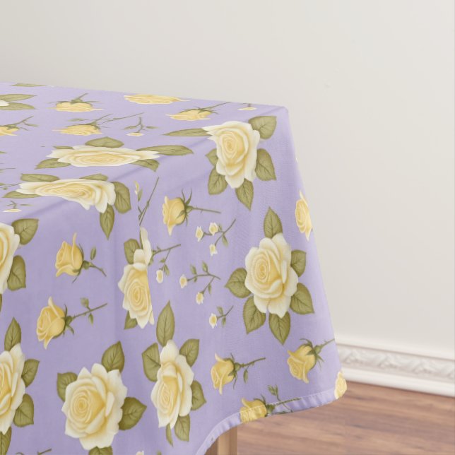 A Whimsical Tiny Yellow And White Roses Tablecloth (In Situ)