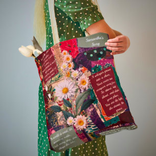 A Whimsically Bohemian Floral Personalized Poem Tote Bag