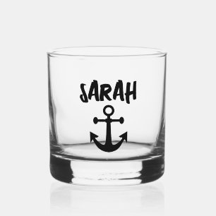 À WHISKY ANCRE PERSONNALISÉE EN VERRE ROUGE NAUTIQUE