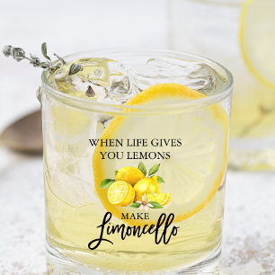 À Whisky Aquarelle Citrons Brush Script Limoncello Verre