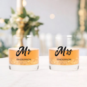 À Whisky M. et Mme Styliszed Nom Mariée et verre de chambre