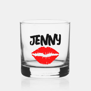 À WHISKY ROUGE LÈVRES KISS PERSONNALISÉ VERRE WHISKEY