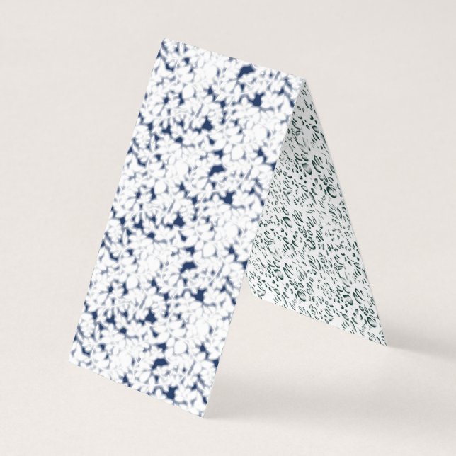 a white and blue background with a pattern business card (Back)