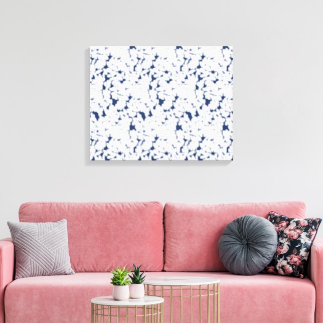 a white and blue background with a pattern canvas print (Insitu(LivingRoom))