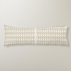 a white and gold geometric pattern body pillow