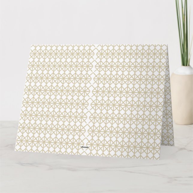 a white and gold geometric pattern thank you card (Back)