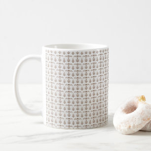 a white background with a brown pattern on it coffee mug