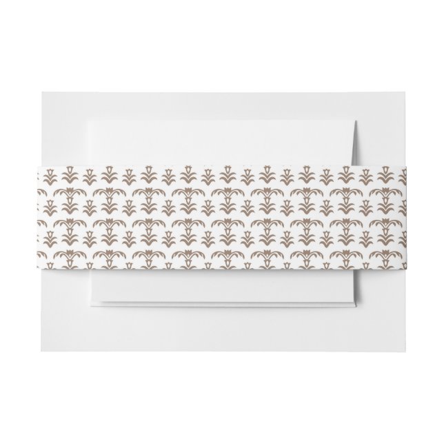 a white background with a brown pattern on it invitation belly band (Front Example)