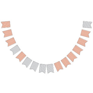  a white background with a pattern of circles bunting flags