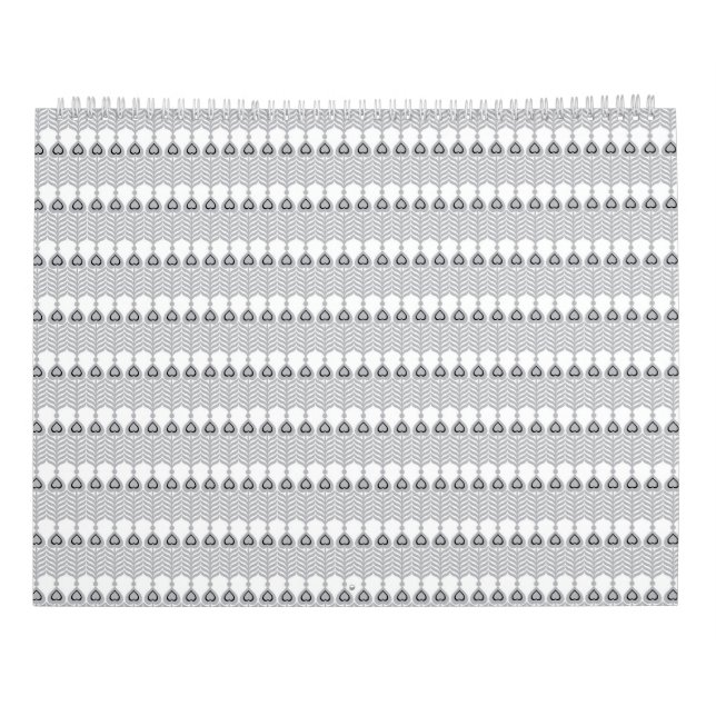  a white background with a pattern of circles calendar (Back)