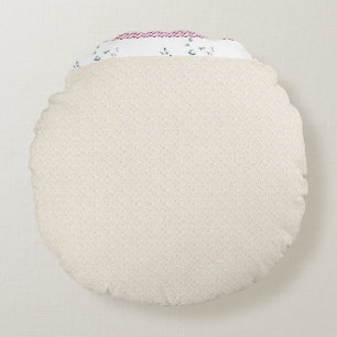 a white background with a pattern of small dots round pillow
