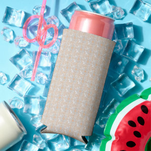 a white background with brown dots on it seltzer can cooler
