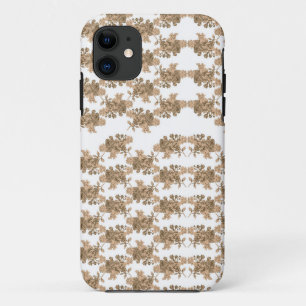  a white background with brown flowers on it iPhone 11 case