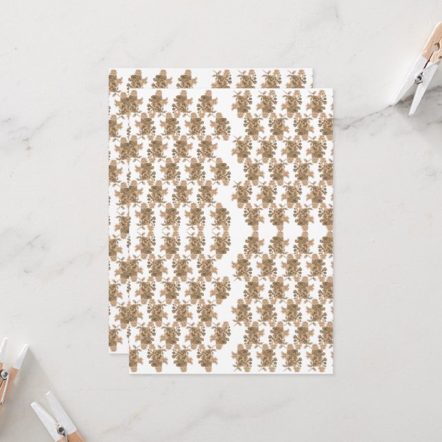  a white background with brown flowers on it invitation (Front/Back In Situ)