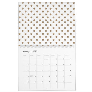 a white background with brown polka dots calendar